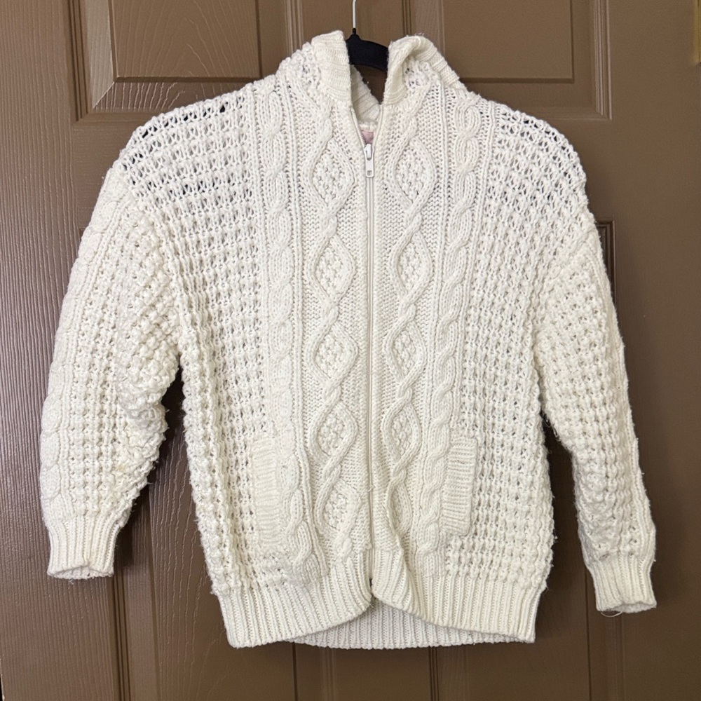 Cozy Kids Cable Knit Puffer Jacket - Cream